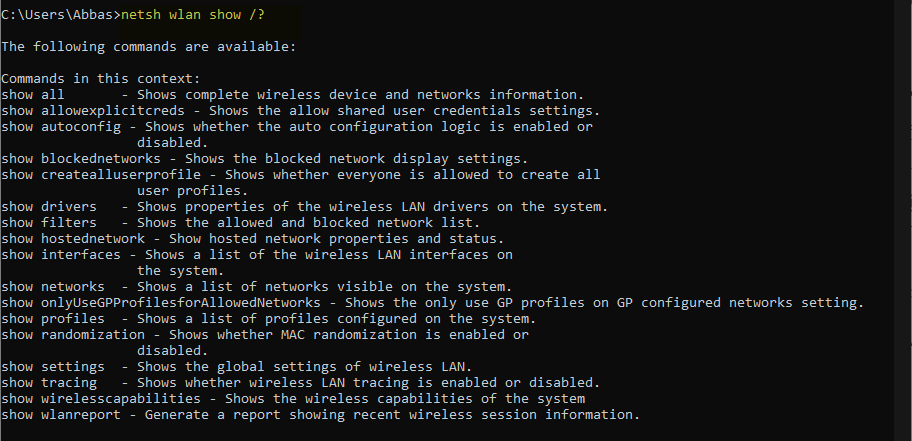 Network Management Commands on Windows