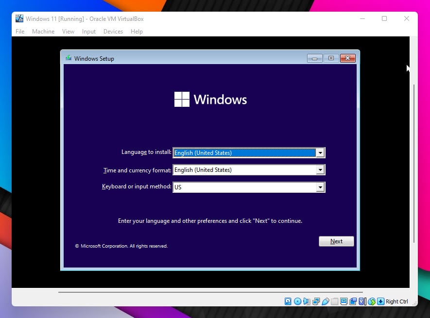 Install Windows 11 on VirtualBox